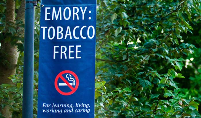 tobacco free emory sign
